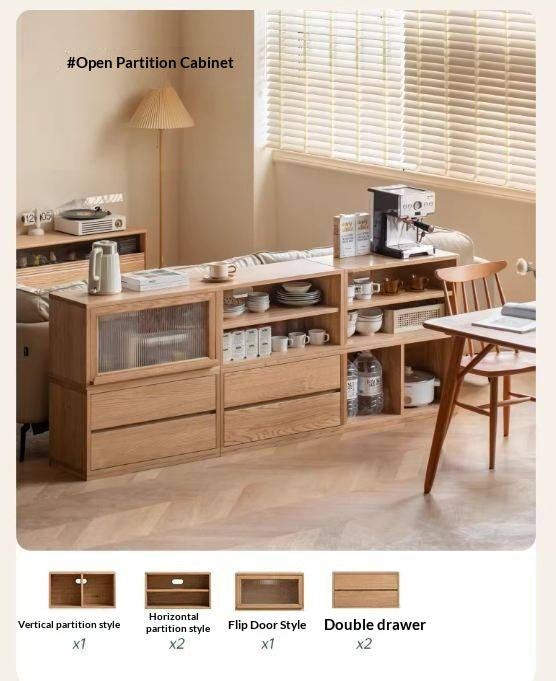 Ash Solid Wood Modern TV Cabinet with Freely Combineable Bookshelf and Storage