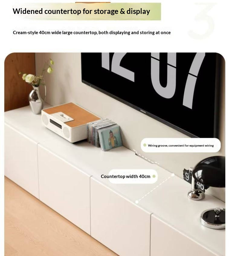 Solid Rubberwоod TV Cabinet Cream Style Large Capacity.