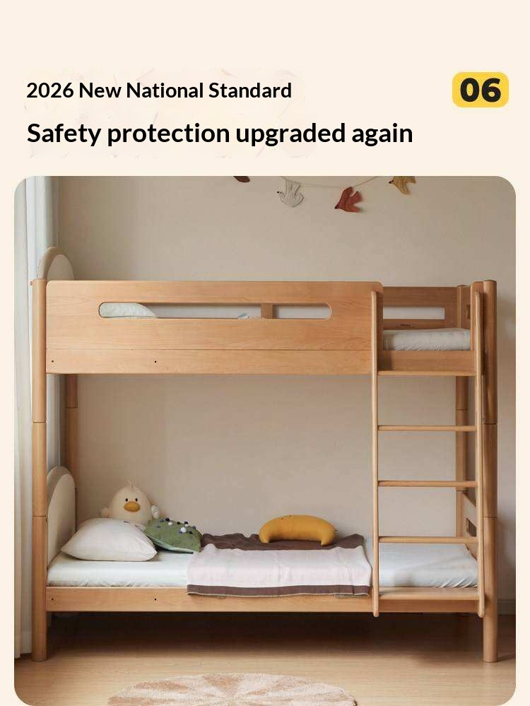 Beech Solid Wood Compact Bunk Bed, Suitable for Adults and Children