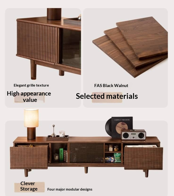 Black Walnut Solid Wood Modern TV Cabinet