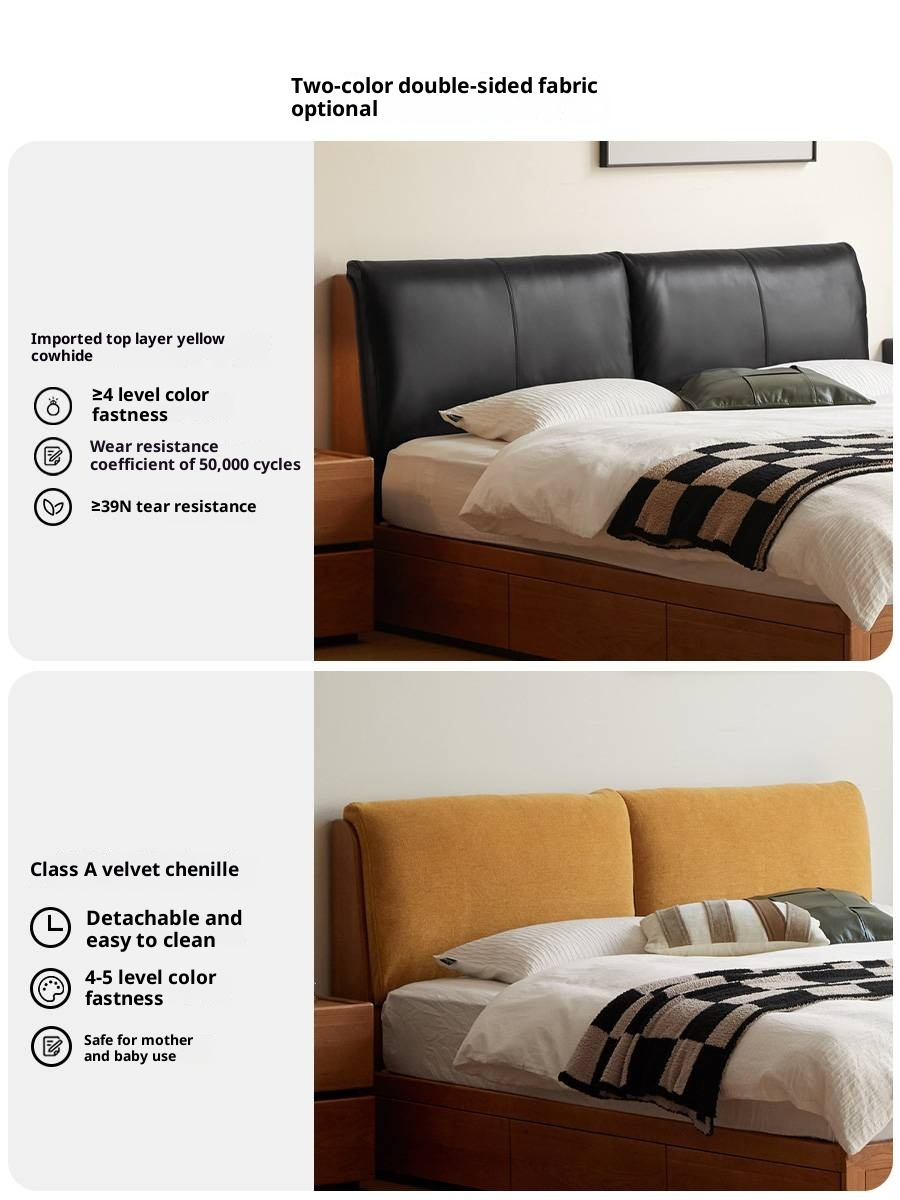 Cherry Solid Wood Box Bed Vintage Style