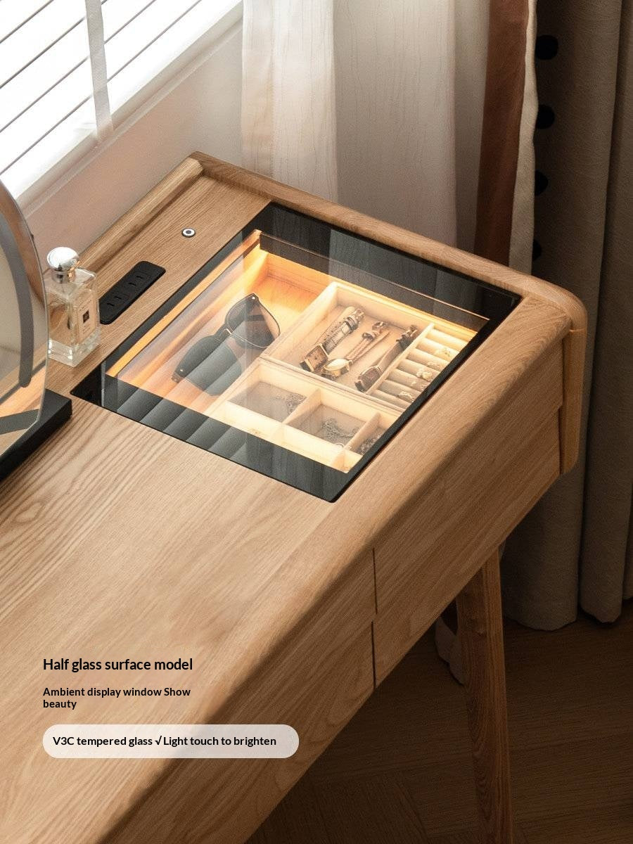 Oak Solid Wood Modern Minimalist Multifunctional Vanity Table