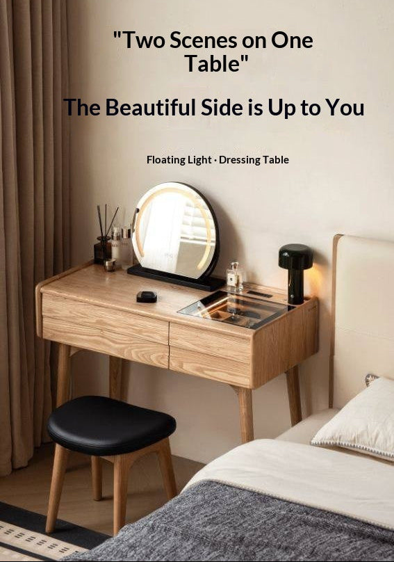 Oak Solid Wood Modern Minimalist Multifunctional Vanity Table