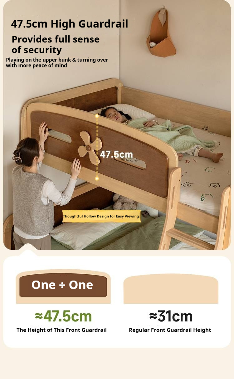 Rubberwood Solid Wood Children's Bunk Bed