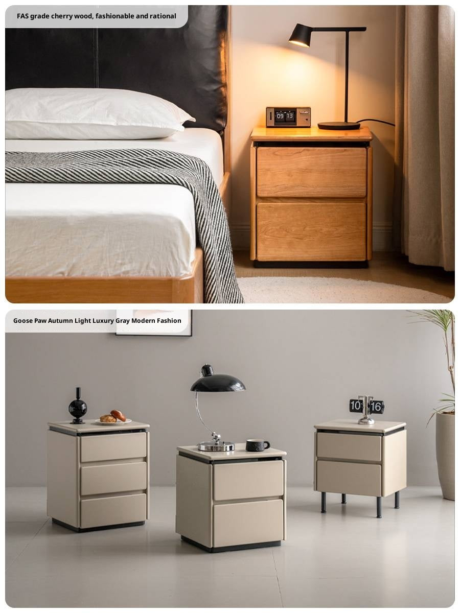 PoplarSolid Wood Vintage Style Nightstand