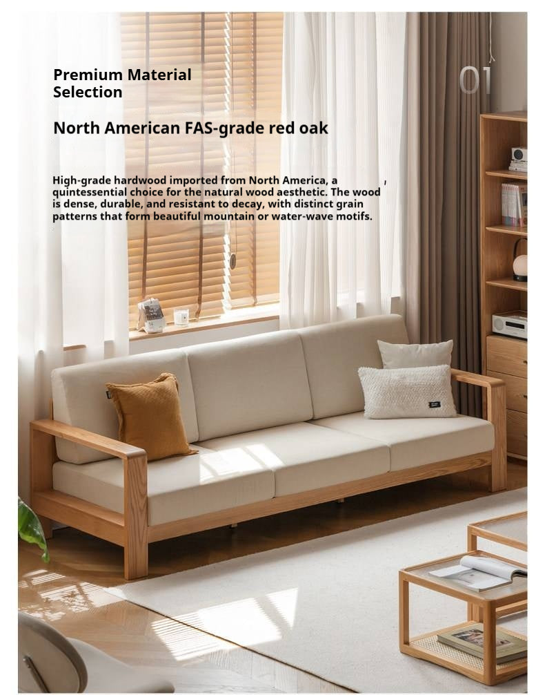 Oak Solid Wood Modern Fabric Sofa.