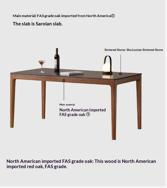 Oak Solid Wood Modern Minimalist Rock Plate Dining Table
