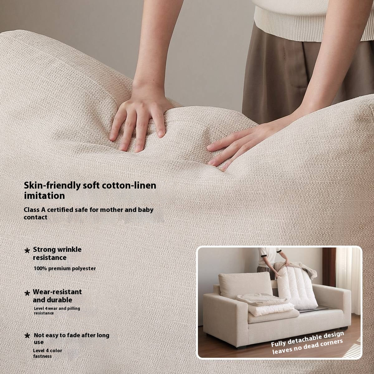 Wabi-Sabi Fabric Sofa  with Detachable and Washable Covers