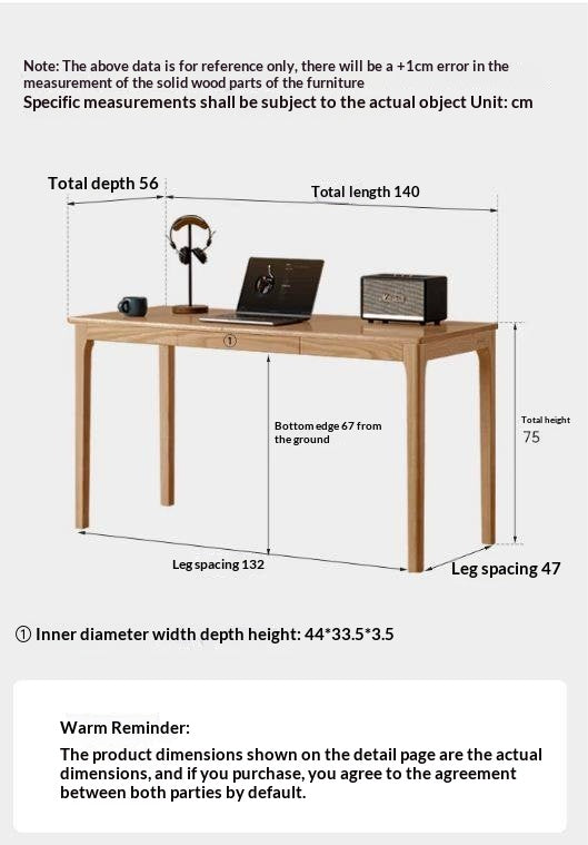 Oak Solid Wood Office Nordic Desk