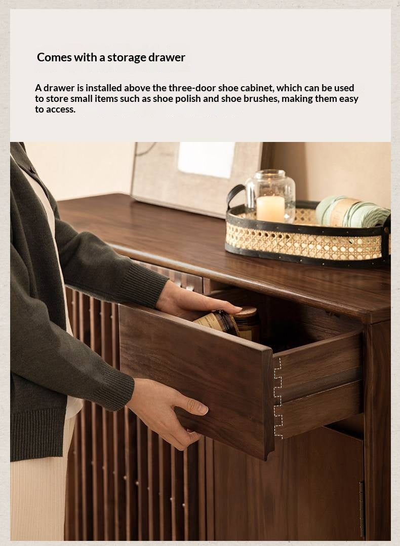 Black walnut, Ash Solid Wood Large Capacity Shoe Cabinet