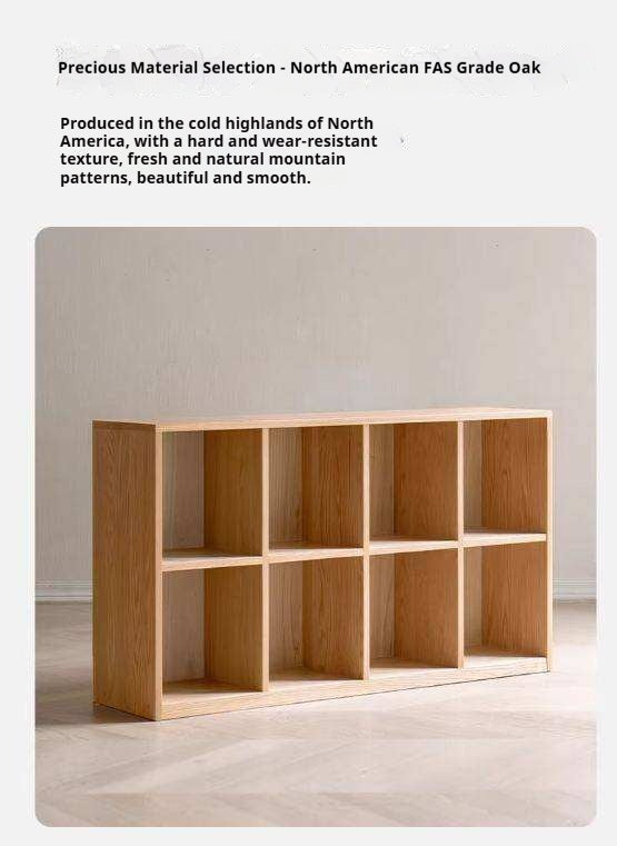 Black Walnut, Oak Solid Wood Low Bookcase, Modern Modular Storage Shelf Cabinet