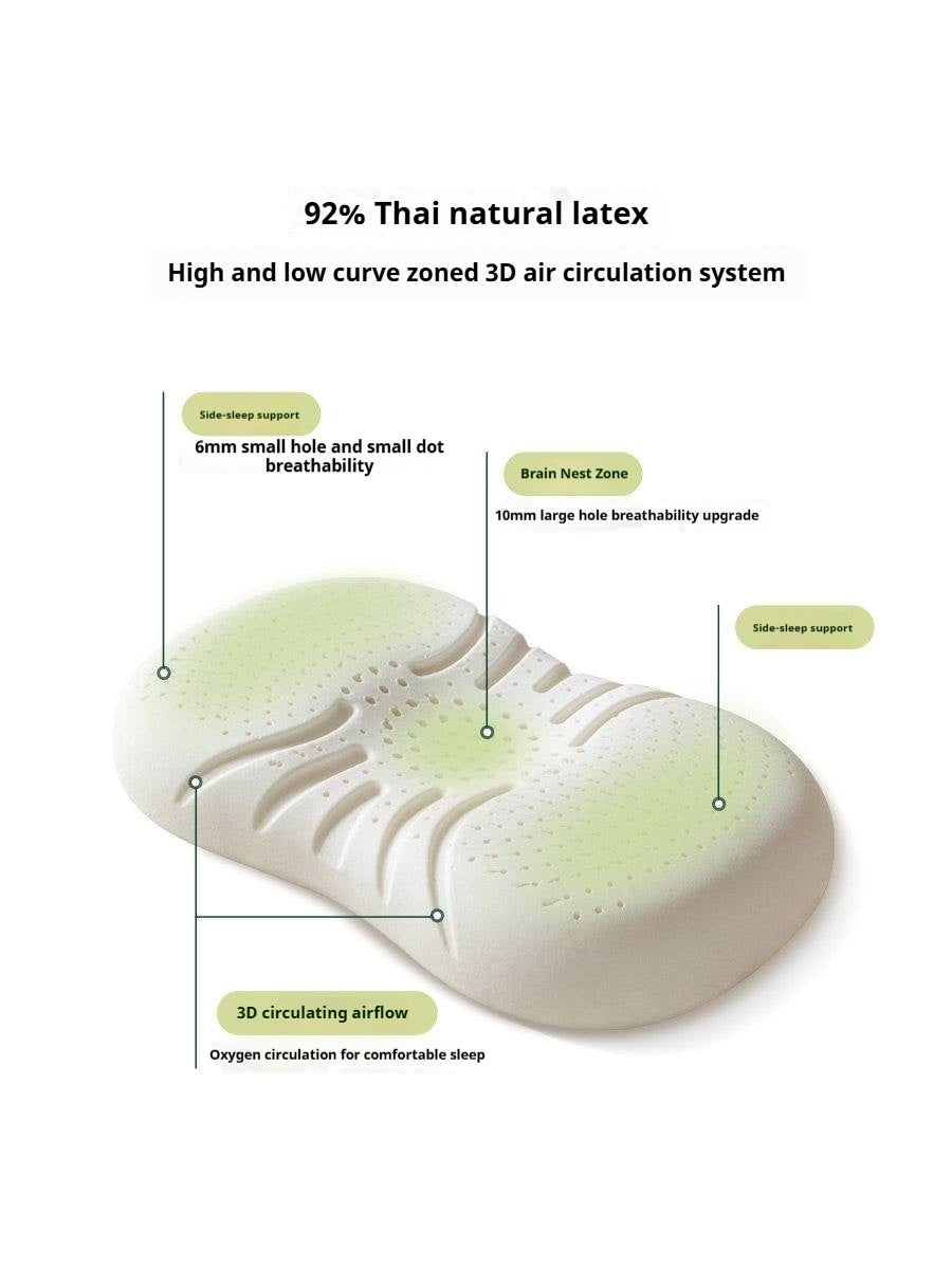Thai Natural Latex Pillow with Neck Support and Breathable Comfort