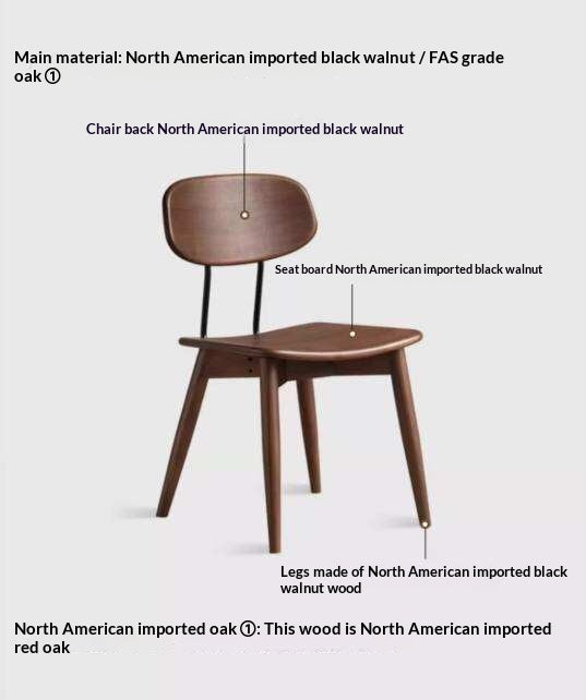 Set 2 pcs Black Walnut, Oak Solid Wood Italian Style Side Chair for Dining Room