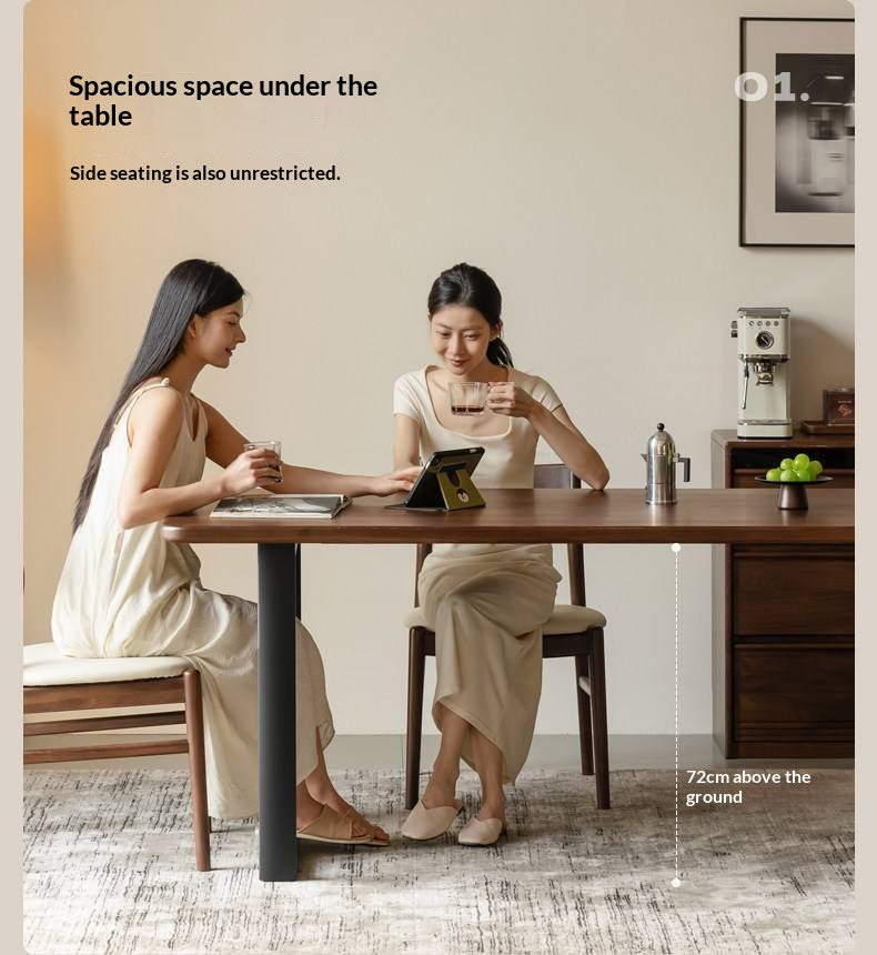 Black Walnut, Sandalwood Solid Wood Italian Light Luxury Dining Table