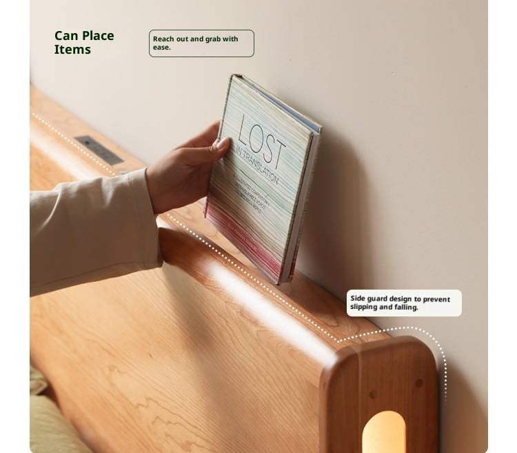 Cherry Solid Wood Night Light Suspended Box Bed