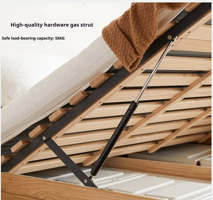 Oak Solid Wood Platform Box Bed, Headboard-Free Box Bed