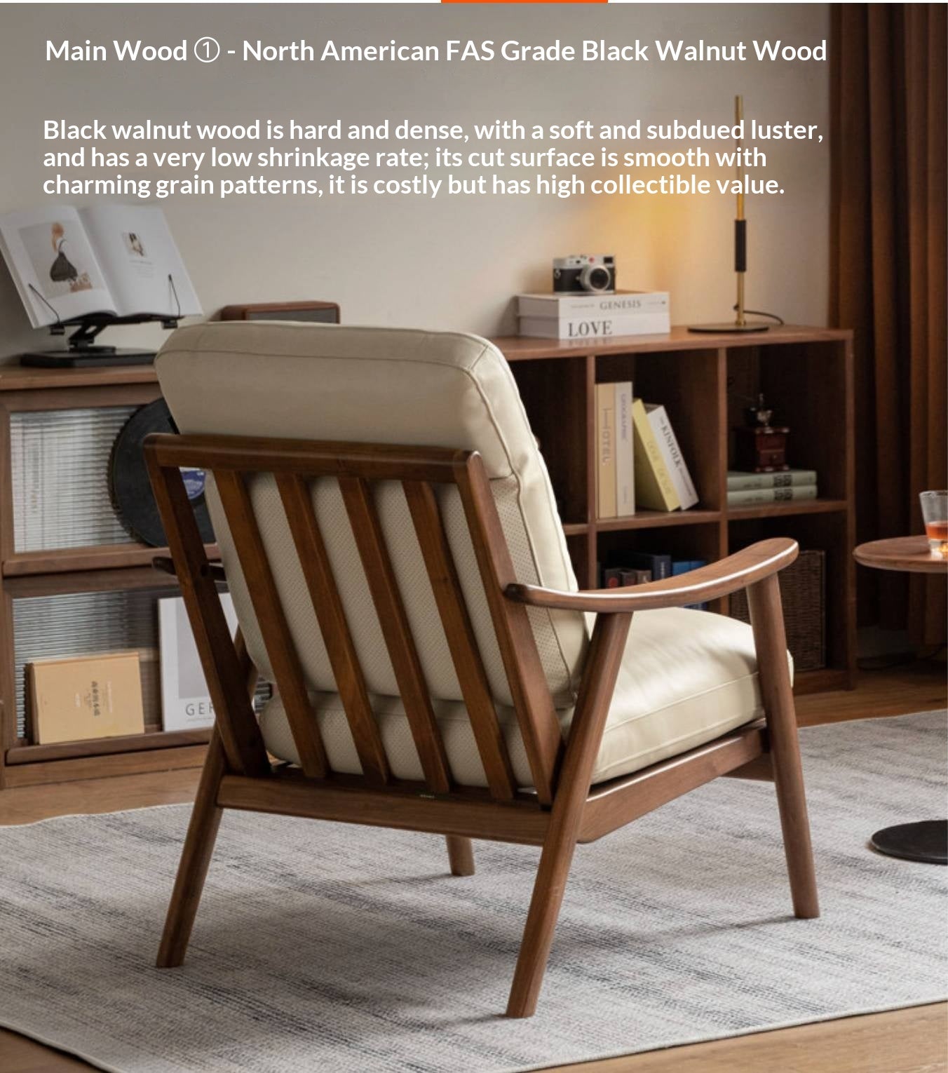 Black Walnut, Ash, Golden Pear Solid Wood Armchair