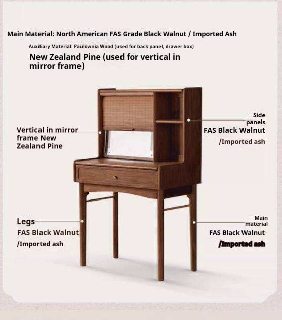 Ash, Oak, Black Walnut Solid Wood Vanity Table.