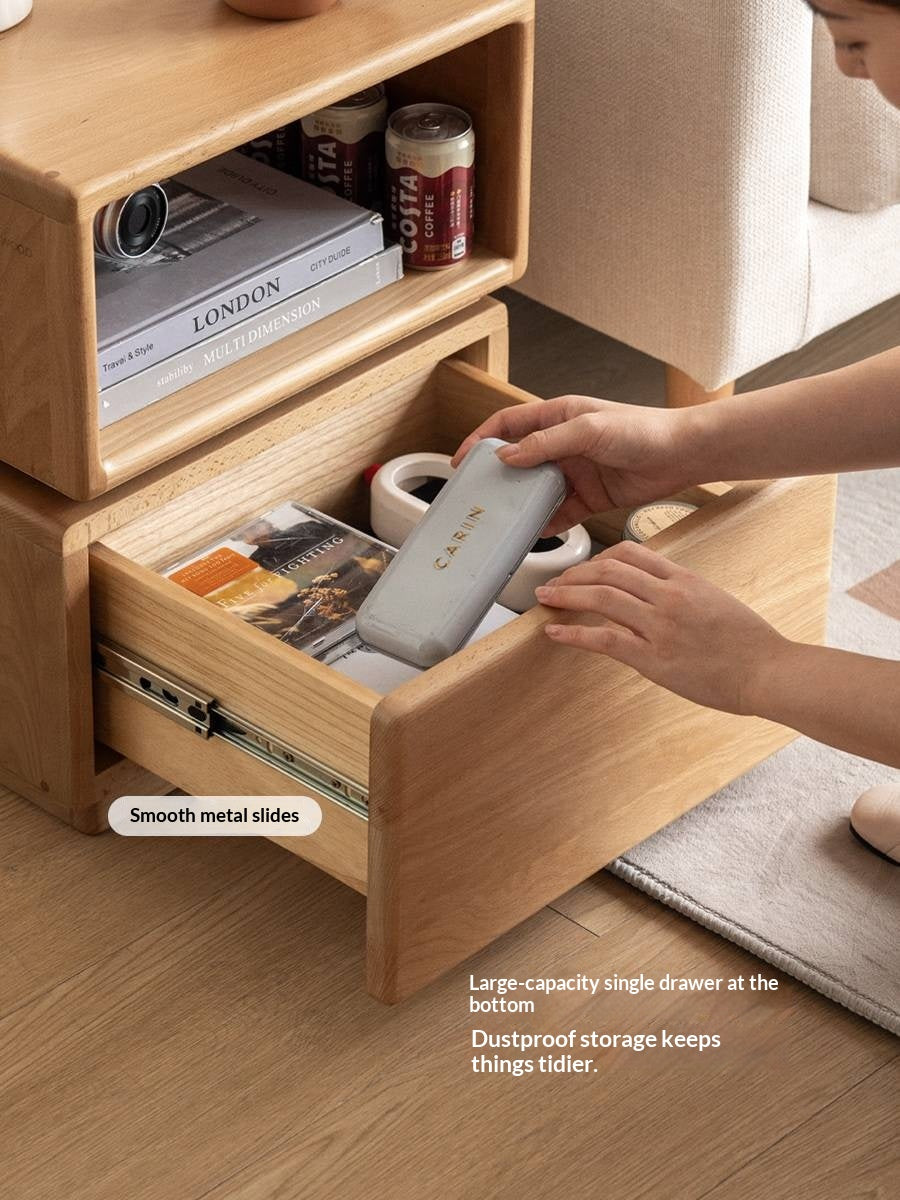 Beech Solid Wood Floor Rotating Side Table