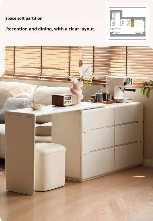 Solid Rubberwood Cream Air Vanity Table.