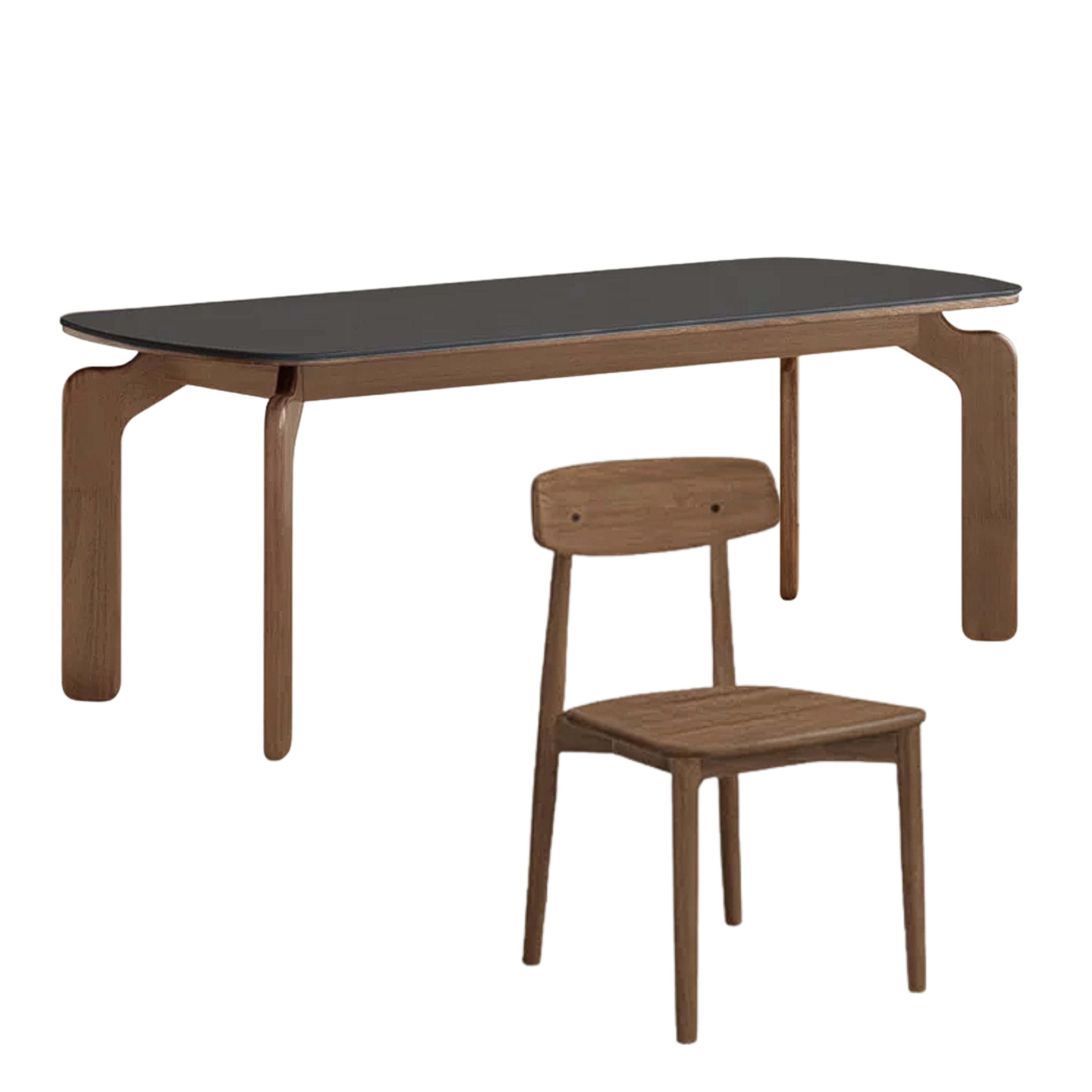 Sandalwood, Rubberwood Solid Wood Rock Board Retro Antique Style Dining Table