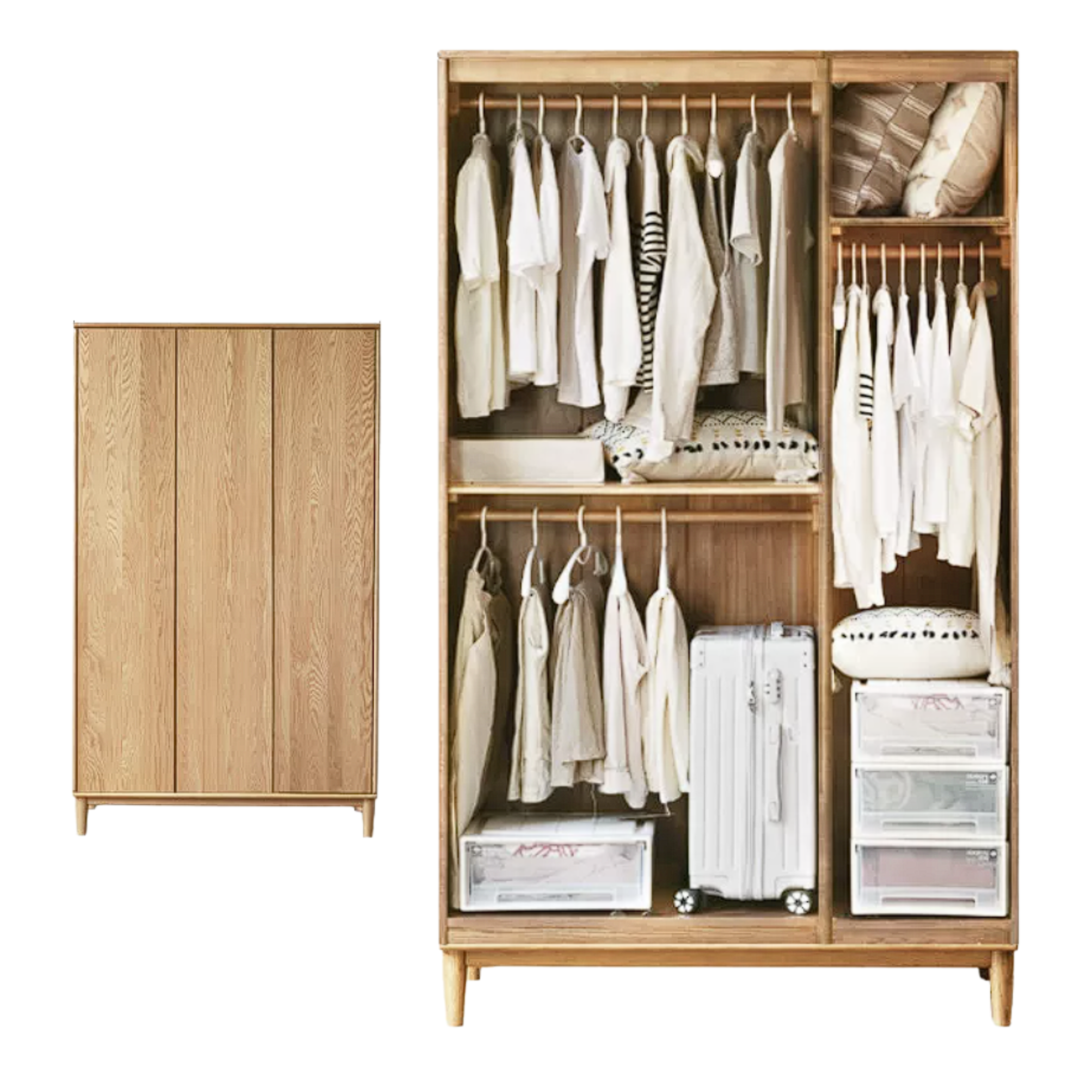 Oak Solid Wood Modern Wardrobe