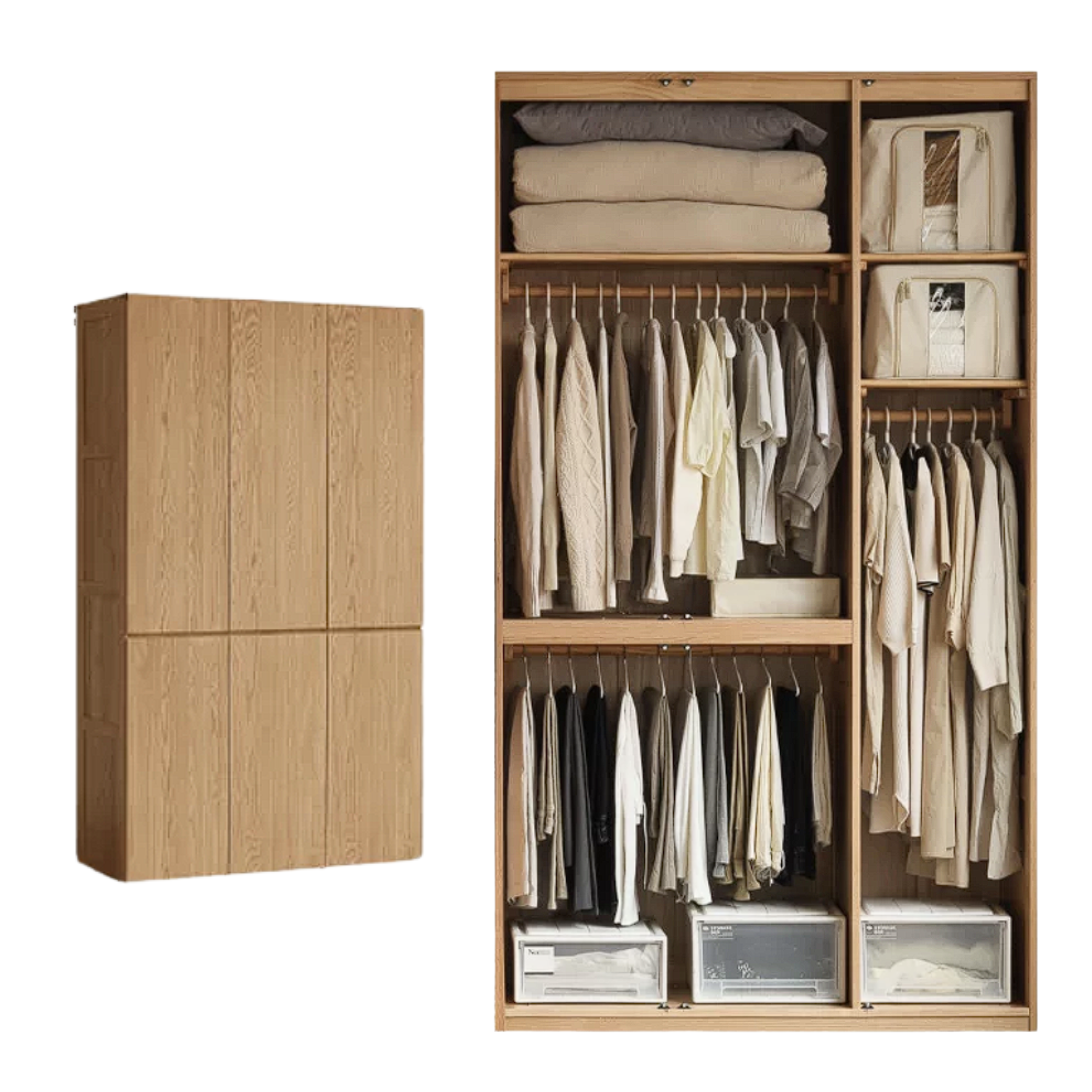 Oak, Ash Solid Wood Sectional Wardrobe