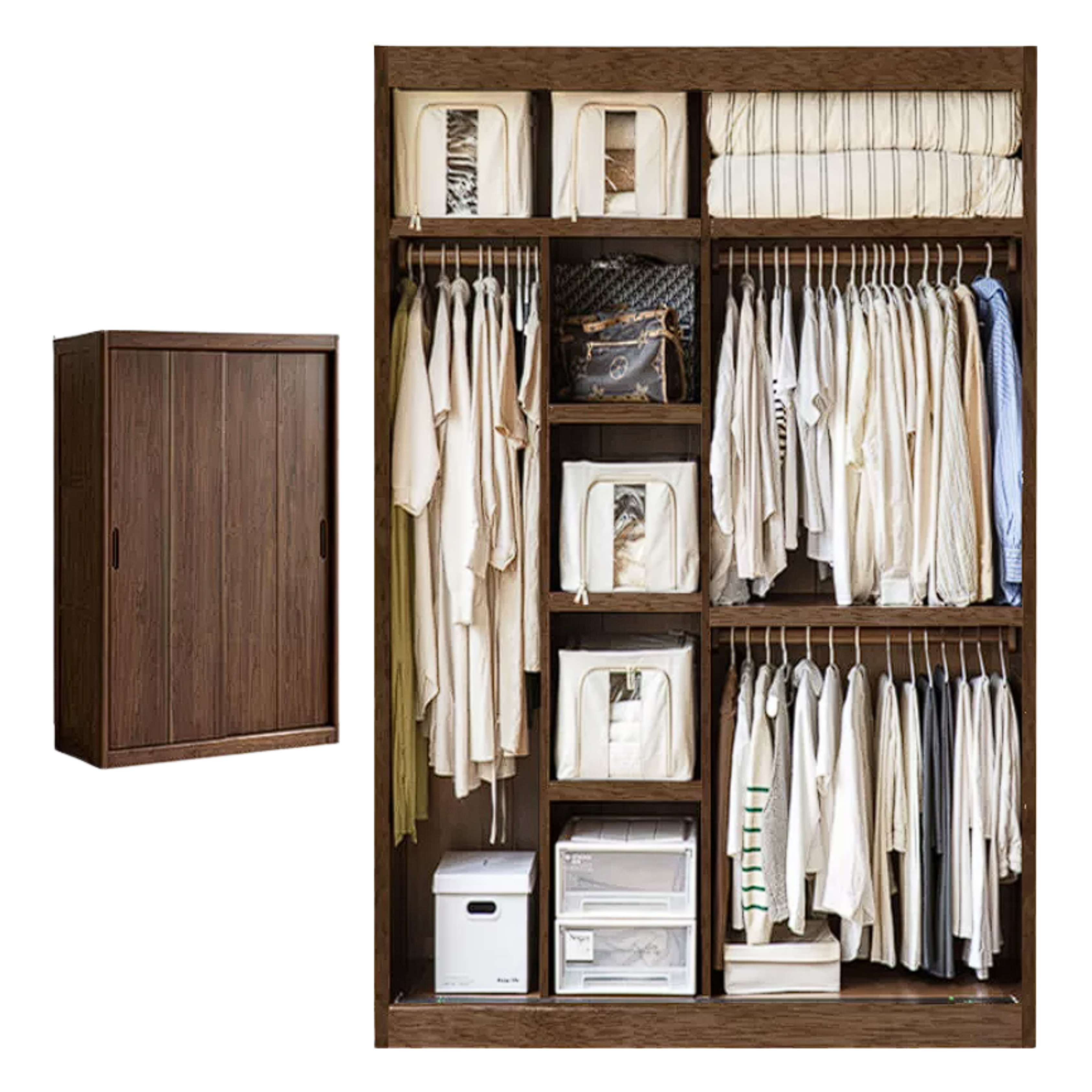 Golden Sandalwood Solid Wood Wardrobe