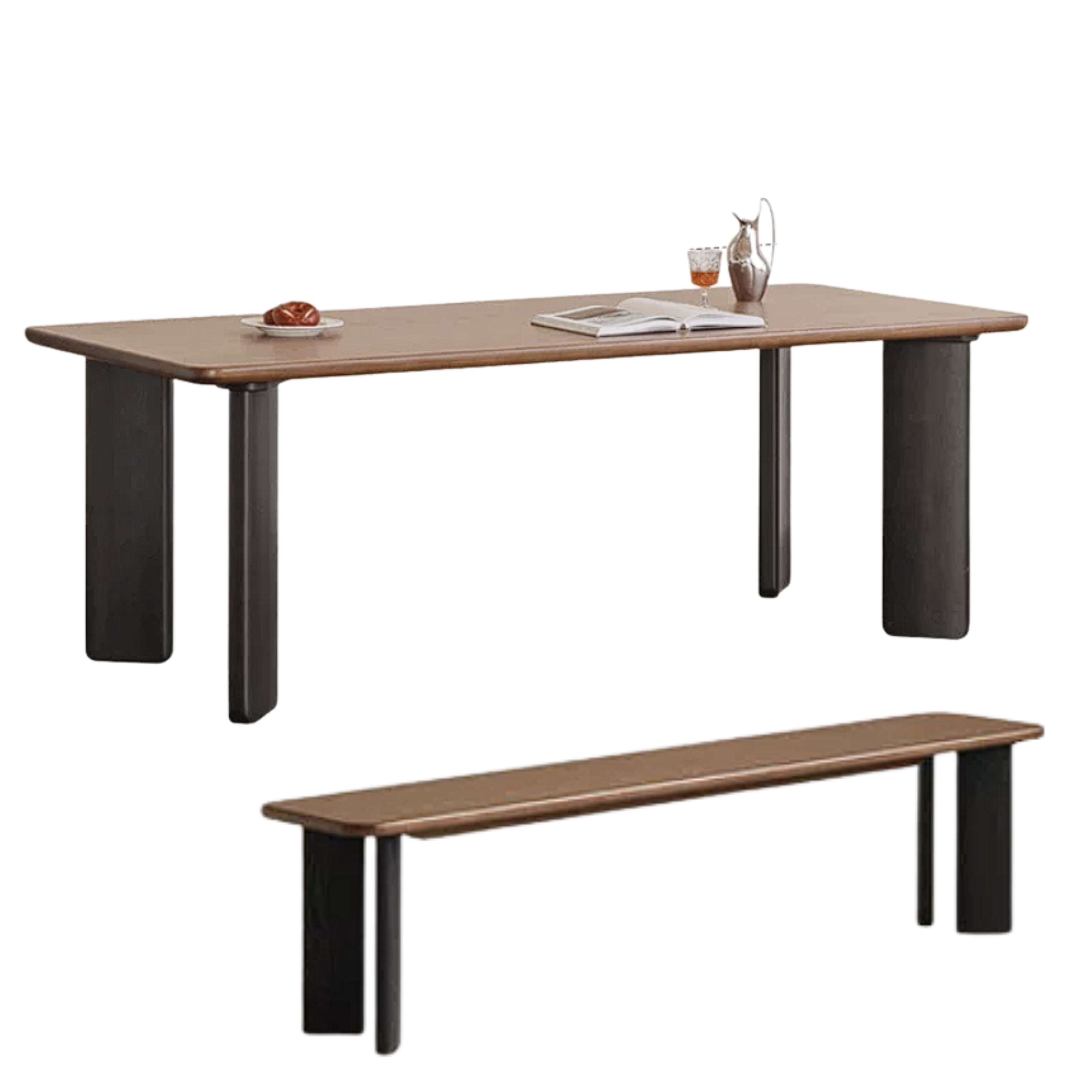 Black Walnut, Ash, Golden Pearwood Solid Wood Light Luxury Rectangular Dining Table