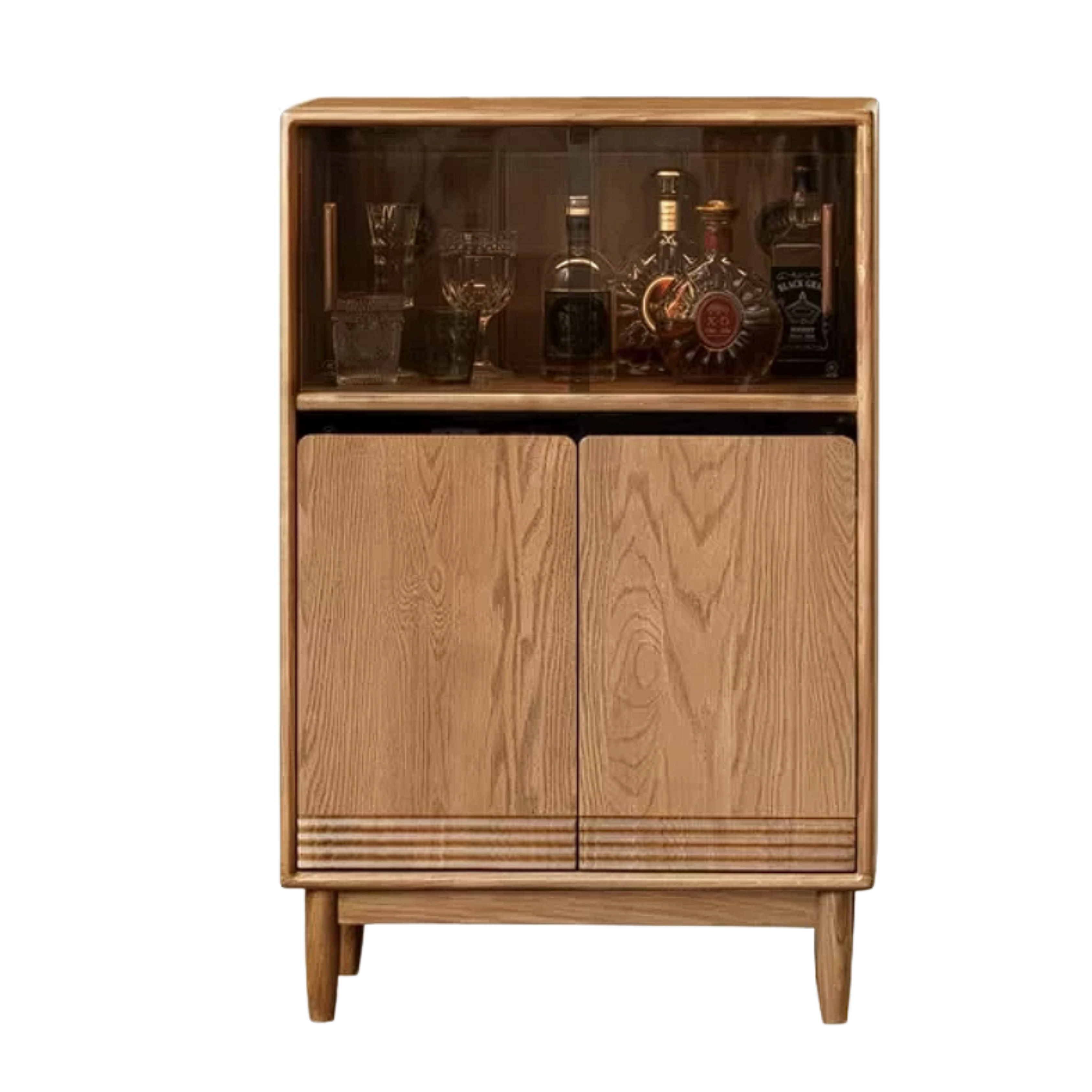 Black Walnut, Golden Rosewood, Oak, Ash, Cherry Solid Wood Side Cabinet with Minimalist TV Stand Storage Design