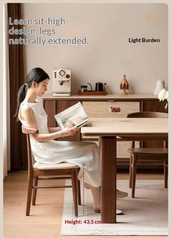 4 pcs -Black Walnut Solid Wood Dining Chair, Curved Back Scandinavian