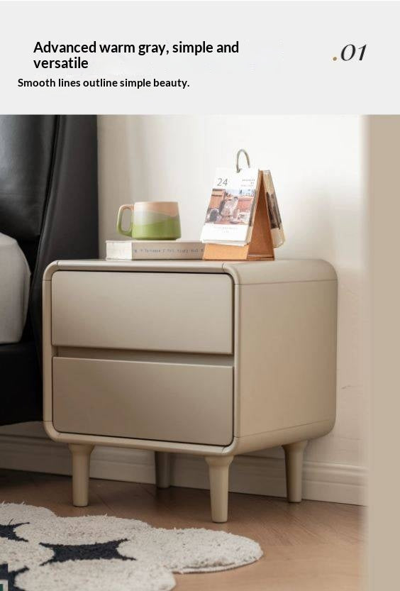 Solid RubberWood Nightstand Light Luxury.