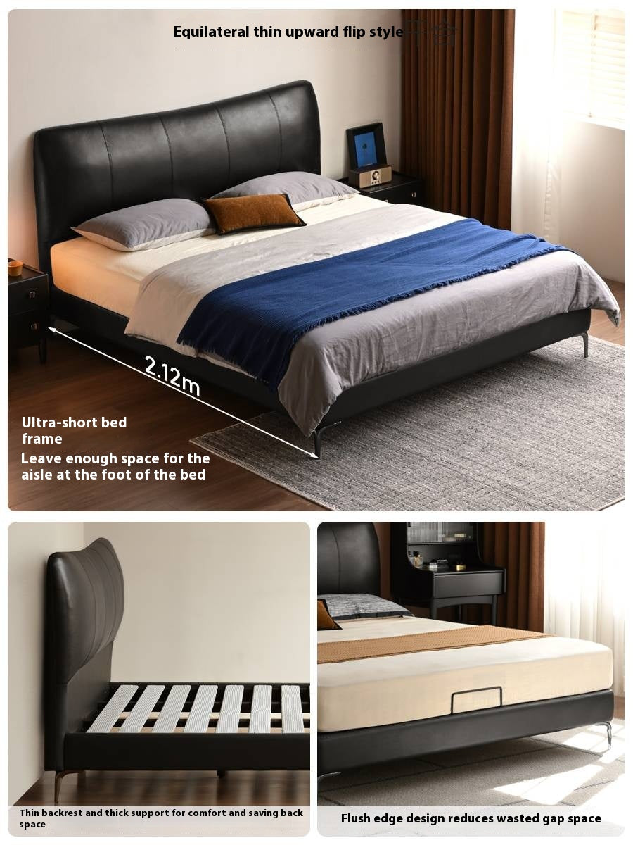 Genuine Leather Italian Light Luxury Bed