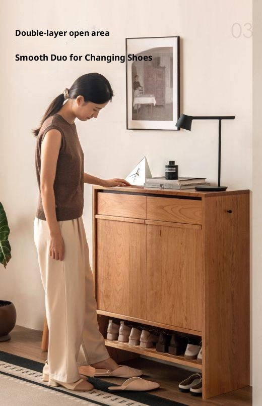 Cherry Solid Wood Modern Shoe Cabinet