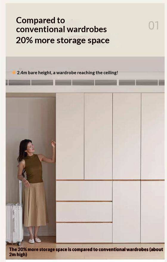 Oak Solid Wood Wardrobe with Double Doors