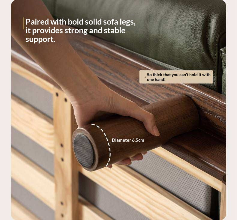 Black Walnut, Oak Solid Wood Sofa Genuine Leather, fabrics