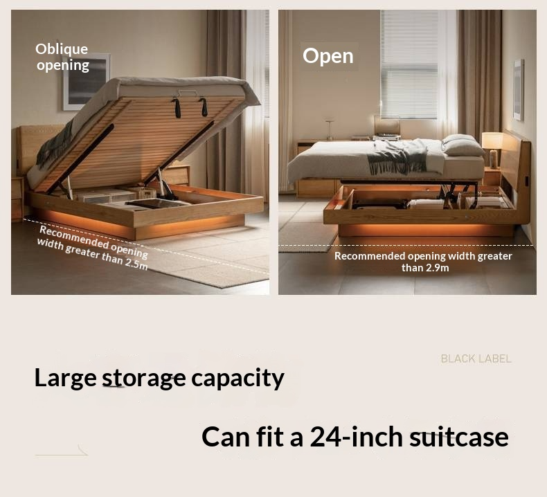 Ash Solid Wood Electric Storage Box Bed — Modern Minimalist Design
