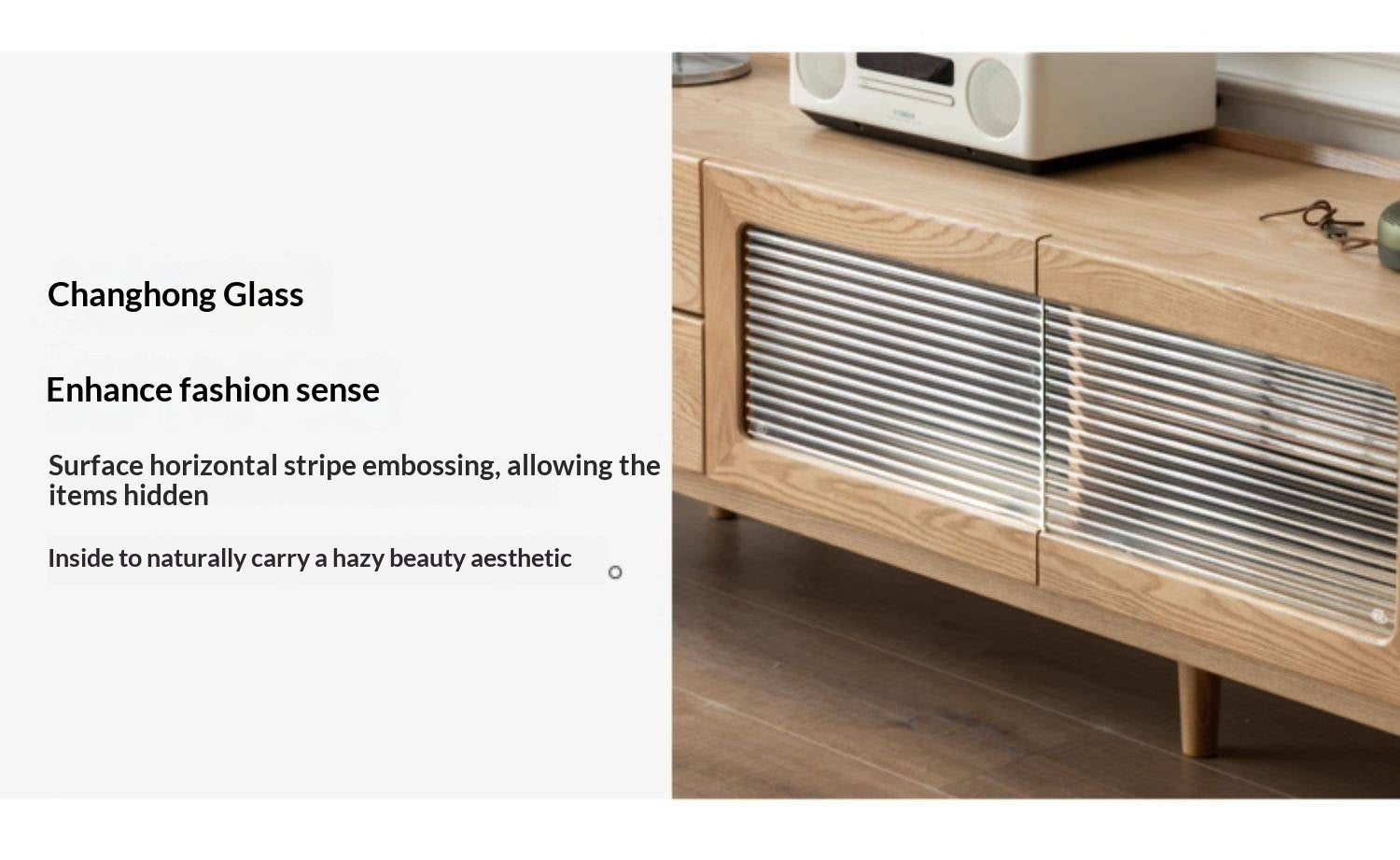 White Ash Solid Wood Nordic White Wax TV Cabinet.