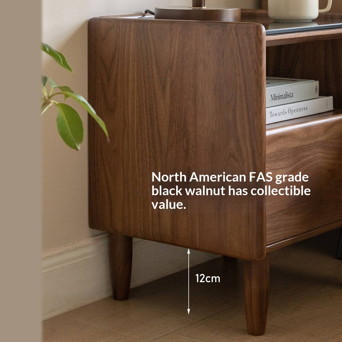 Black Walnut, Catalpa, Sandalwood Solid Wood Nightstand Modern Minimalist
