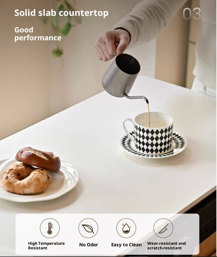 Oak, Beech Solid Wood Modern Rock Plate Island Table