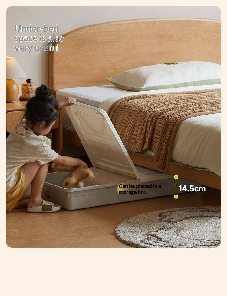 Beech Solid Wood Kids Platform Bed with Rounded Headboard