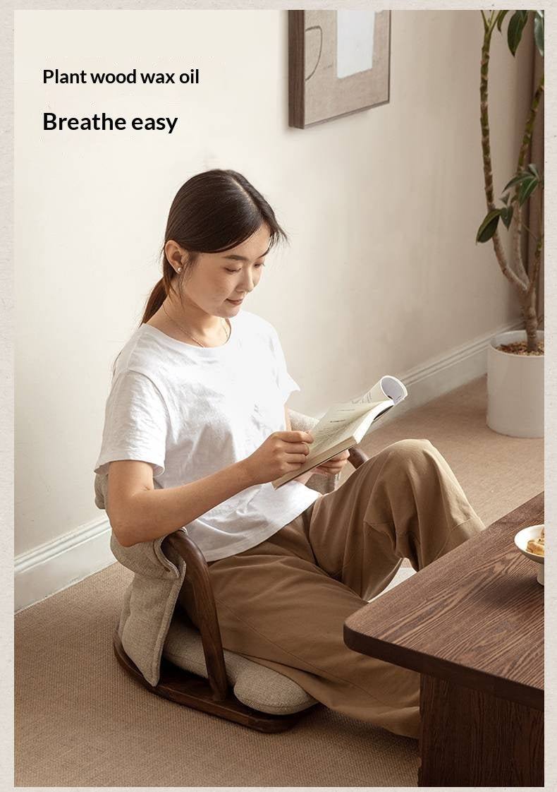 Black Walnut, Ash Solid Wood Tatami Soft Backrest Meditation Chair