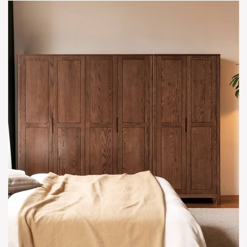 Oak Solid Wood Walnut Color Wardrobe.