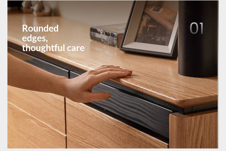 Oak Solid Wood TV Stand with Modern Minimalist Storage Design