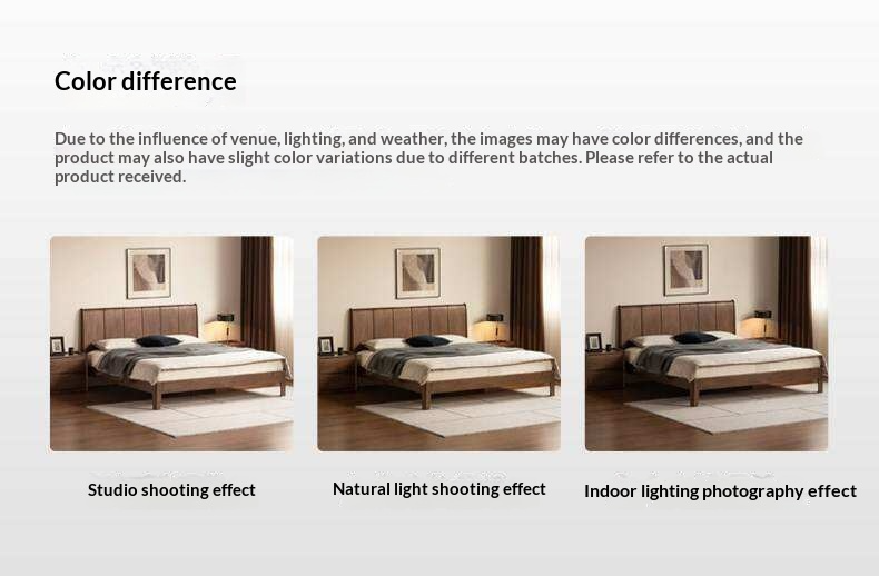 Black Walnut Solid Wood Bed — Italian Light Luxury Style
