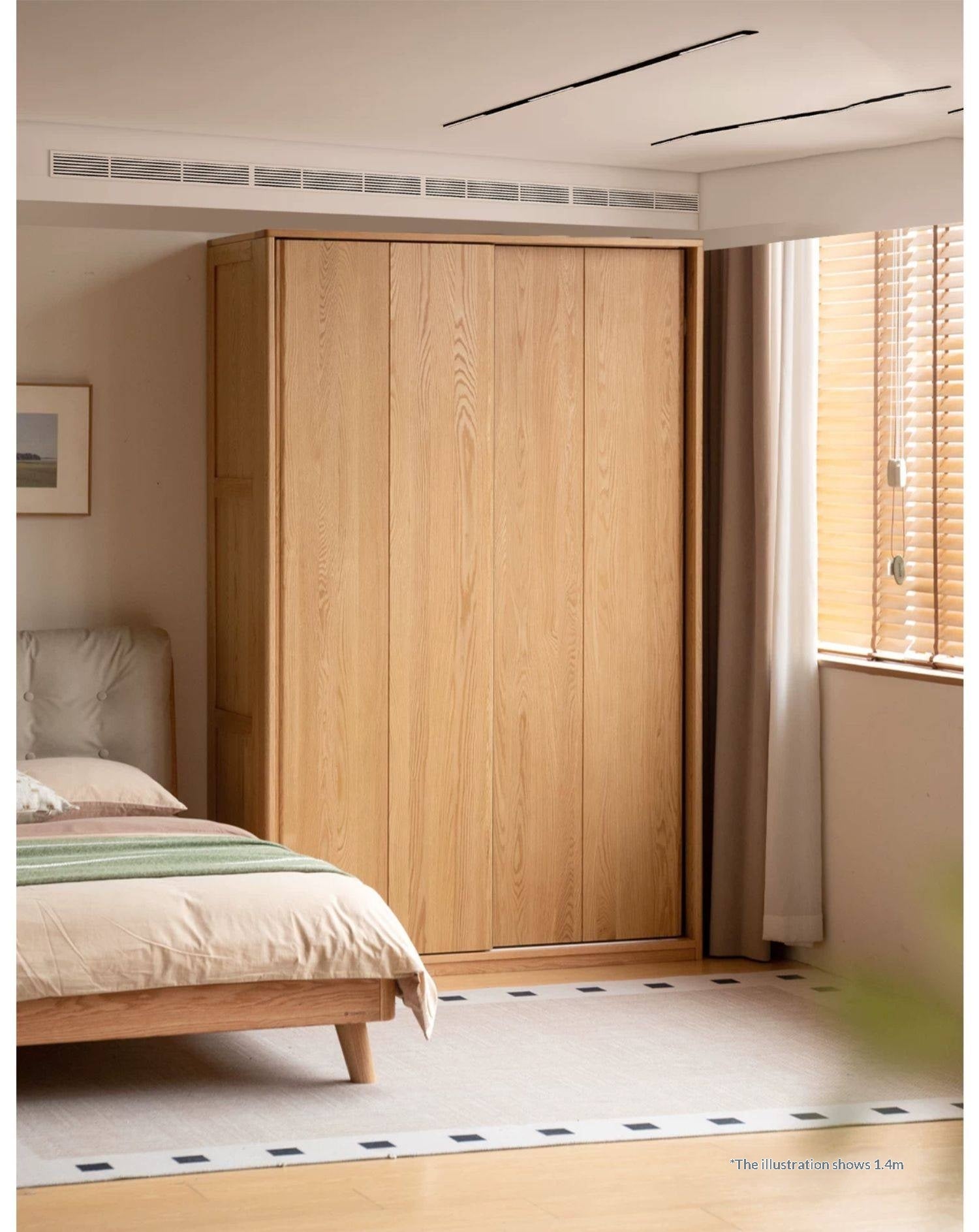 Oak Solid Wood Wardrobe Sliding Door.