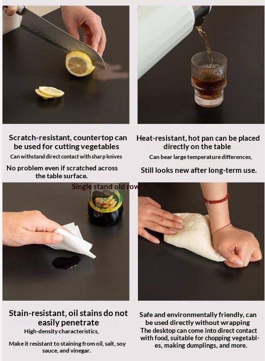 Oak Solid Wood Restaurant Light Luxury Style Rock Slab Long Table