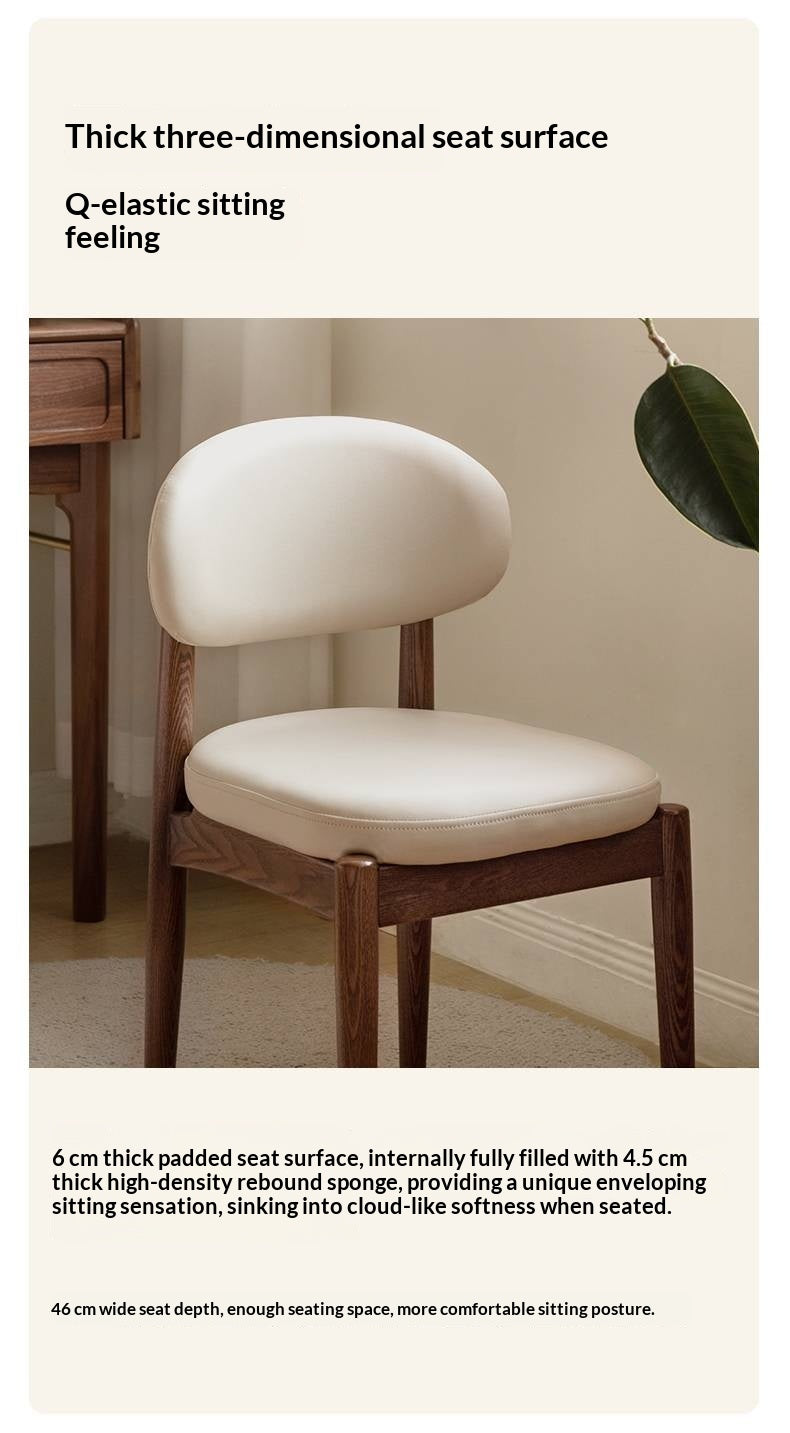 Black Walnut, Ash Solid Wood Modern White Soft Makeup Chair