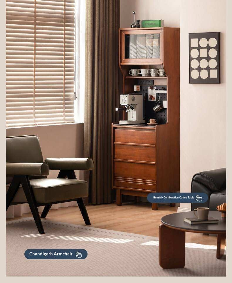 Poplar Solid Wood Vintage Style Sideboard with Dining Room Storage