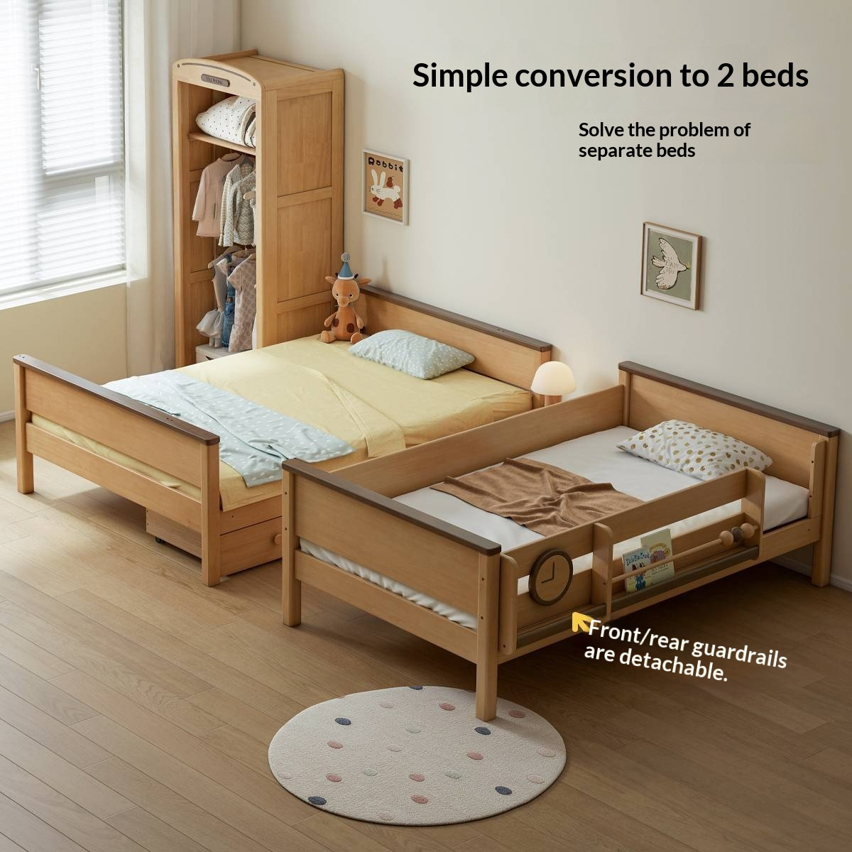 Rubberwood Solid Wood Children's Bunk Bed